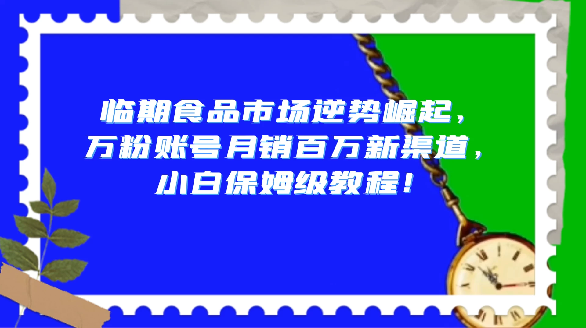 临期食品市场逆势崛起，万粉账号月销百万新渠道，小白保姆级教程！ - 小辰精品|源码站™