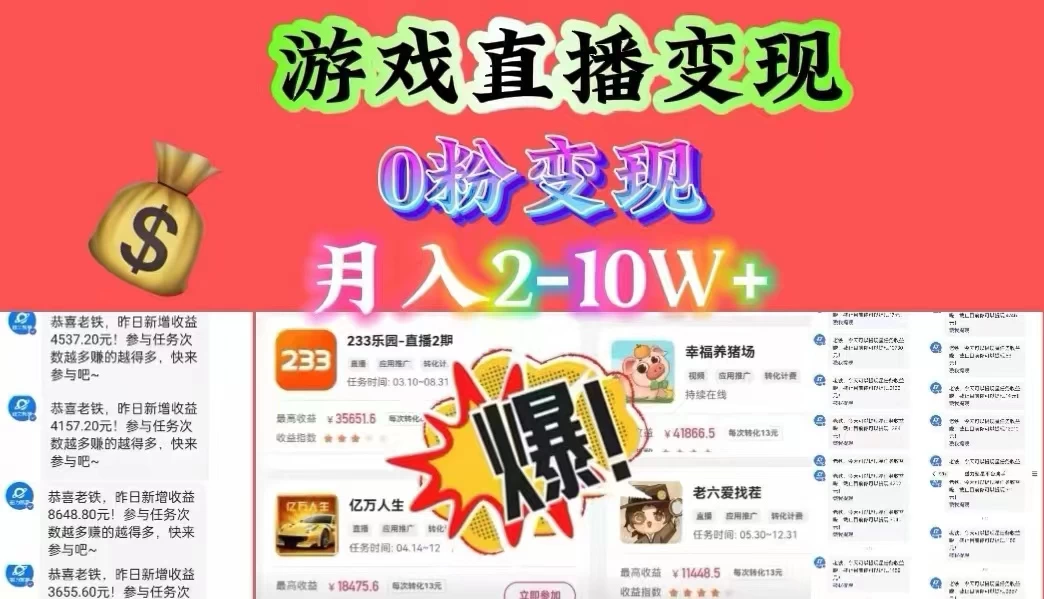 通过直播小游戏日入 4000+，轻轻松松月入 10w，保姆式教学小白轻松上手 - 小辰精品|源码站™