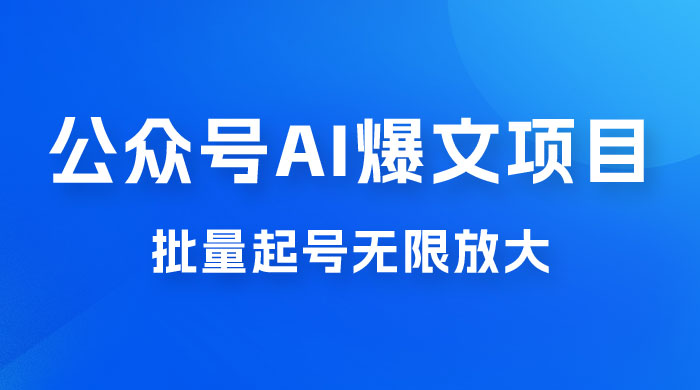 公众号 AI 爆文项目，单号日入 300+，可矩阵放大 - 小辰精品|源码站™