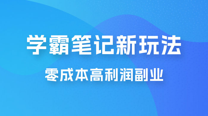 学霸笔记的新玩法：最近爆火的蓝海项目，零成本刚需的高利润副业 - 小辰精品|源码站™