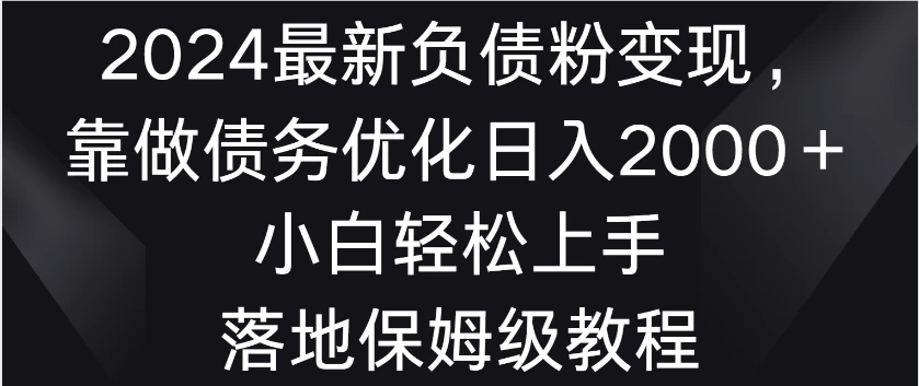 2024最新负债粉变现，靠做债务优化日入2000＋小白轻松上手 落地保姆级教程 - 小辰精品|源码站™