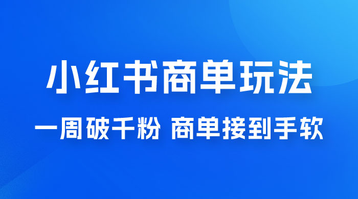 小红书商单蓝海玩法，一周破千粉，商单接到手软，一单 150-800 - 小辰精品|源码站™