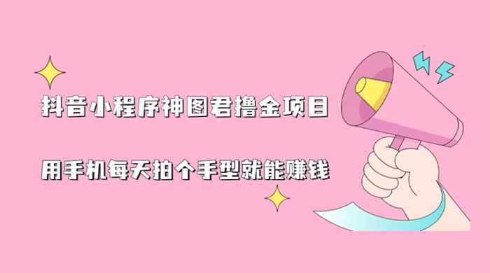 抖音小程序神图君撸金项目：用手机每天拍个手型挂载一下小程序就能赚钱 - 小辰精品|源码站™